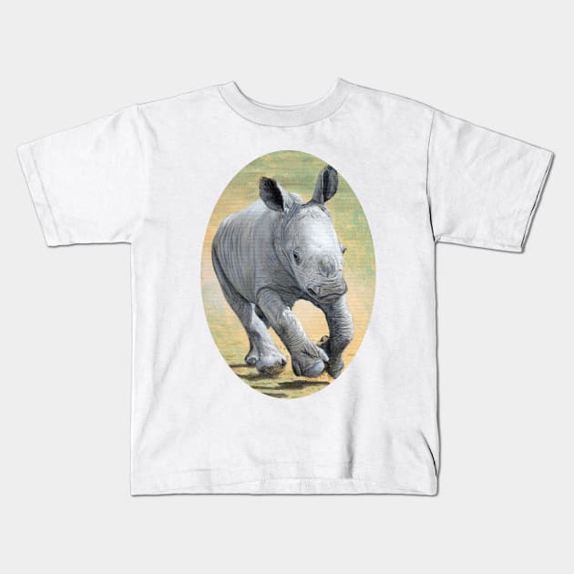 Baby Rhino Kids T-Shirt by Sandra Warmerdam